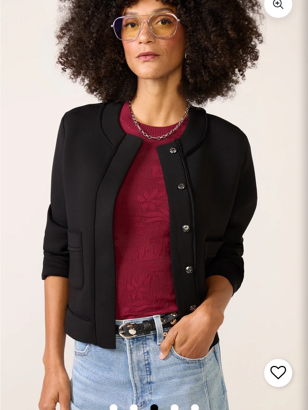 Evereve Cindy Sleek Jacket Cropped Snap Front Scuba Knit XS